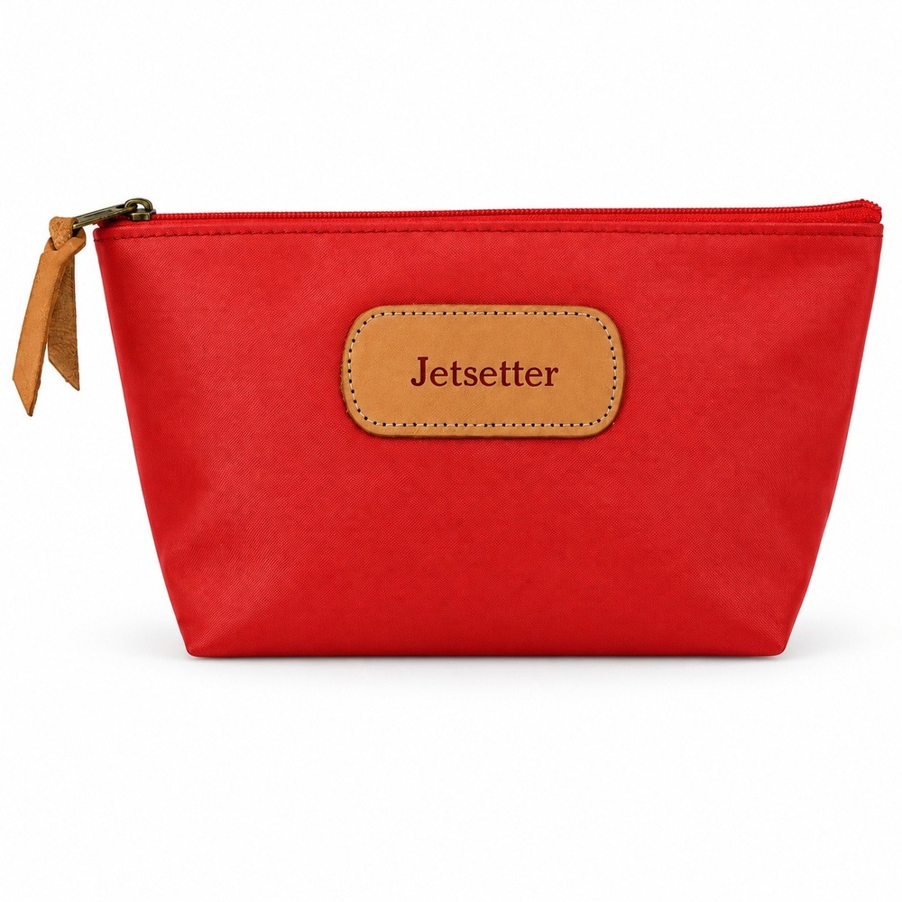 Jon Hart Design Medium Jetsetter Pouch Coral Red Coated Canvas Travel Organizer